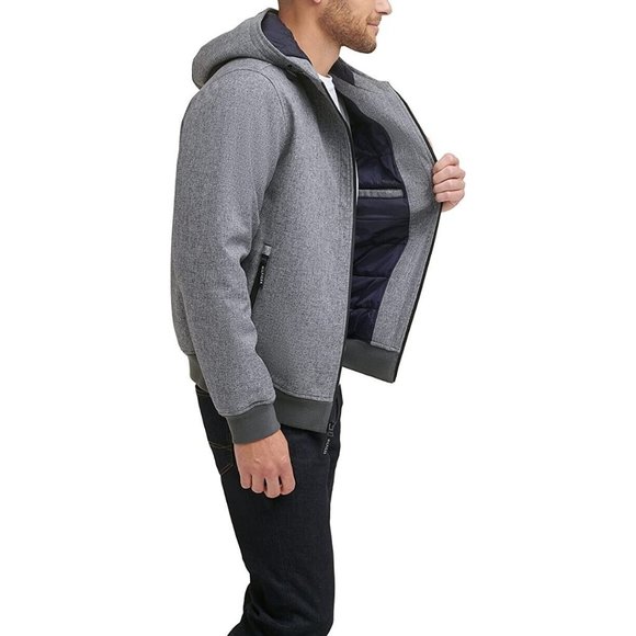 TOMMY HILFIGER Men's Water / Wind Resistant Bomber Coat SIZE SMALL Gray NWT - Picture 4 of 7